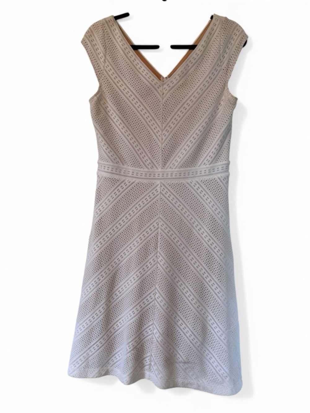 Dress Barn white Eyelet V-Neck Midi Dress